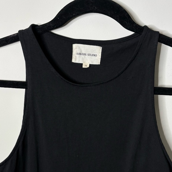 Loulou Studio Mahina Supima Cotton Black Tank - Picture 3 of 6